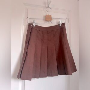H&M brown pleated mini skirt NWOT